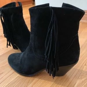 Sam Edelman Suede Louie Fringe Booties - Size 10.5